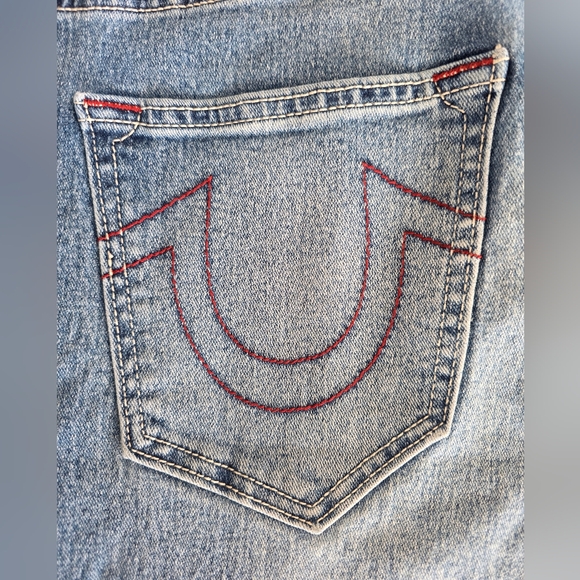 True Religion Men's Ricky Straight Jeans SZ 30 Red Stitch Buddha Patch - Picture 12 of 14